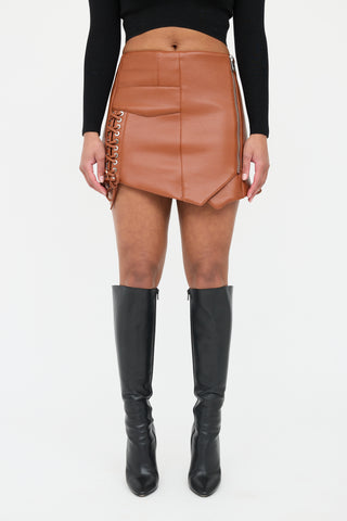 Simkhai Brown Faux Leather Skirt