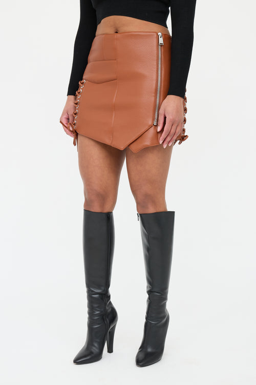 Simkhai Brown Faux Leather Skirt