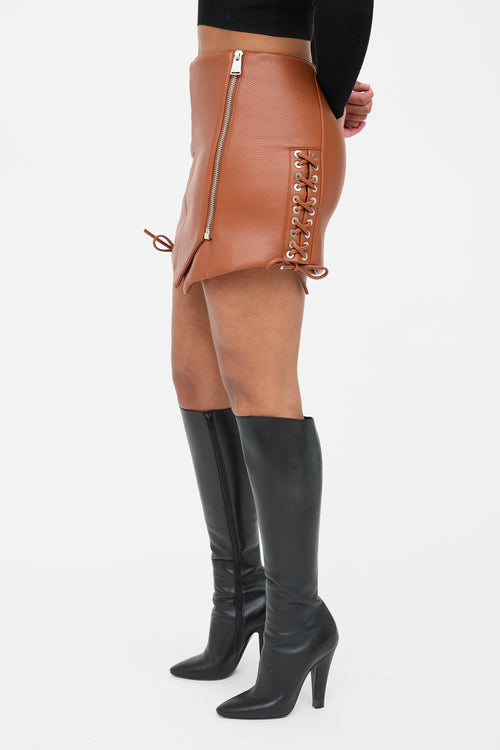 Simkhai Brown Faux Leather Skirt