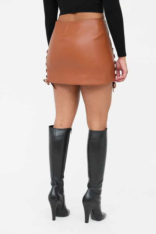 Simkhai Brown Faux Leather Skirt