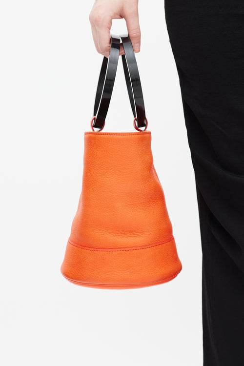 Simon Miller Orange 
Black Leather Bonsai Bucket Bag