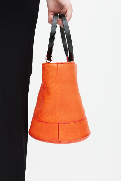 Simon Miller Orange 
Black Leather Bonsai Bucket Bag