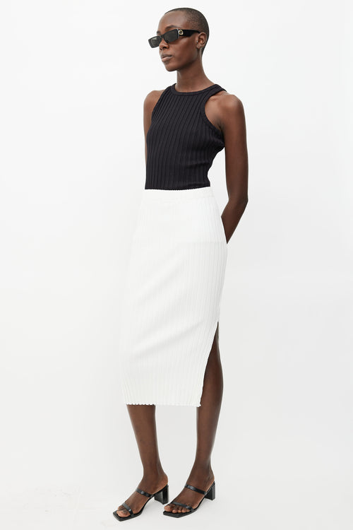 Simon Miller White Ribbed Midi Skirt