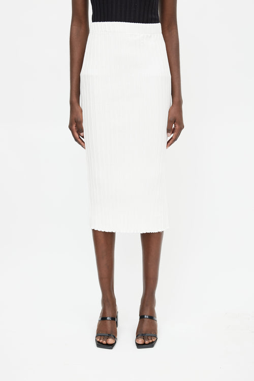 Simon Miller White Ribbed Midi Skirt