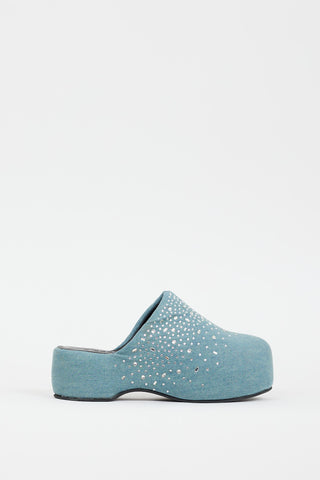 Simon Miller Light Blue Denim Embellished Bubble Platform Mule