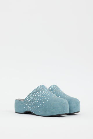 Simon Miller Light Blue Denim Embellished Bubble Platform Mule