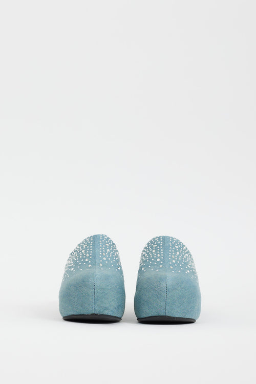 Simon Miller Light Blue Denim Embellished Bubble Platform Mule