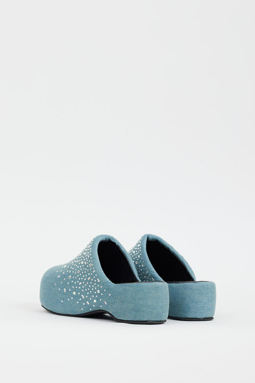 Simon Miller Light Blue Denim Embellished Bubble Platform Mule