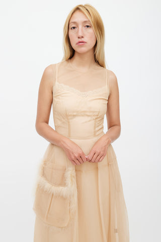 Simone Rocha Beige Tulle 
Feather Sheer Dress