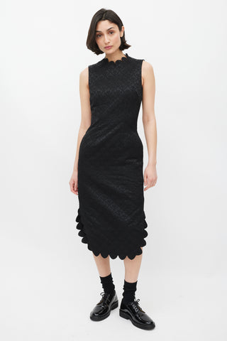 Simone Rocha Black Floral Embroidered Sheath Dress