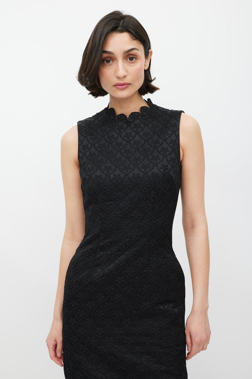 Simone Rocha Black Floral Embroidered Sheath Dress