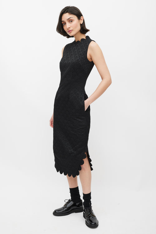 Simone Rocha Black Floral Embroidered Sheath Dress