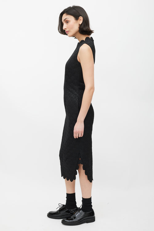 Simone Rocha Black Floral Embroidered Sheath Dress