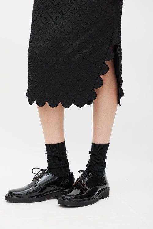 Simone Rocha Black Floral Embroidered Sheath Dress