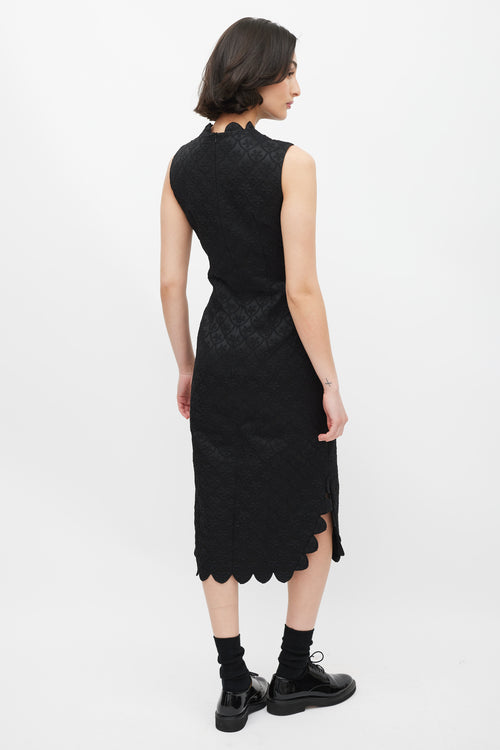 Simone Rocha Black Floral Embroidered Sheath Dress