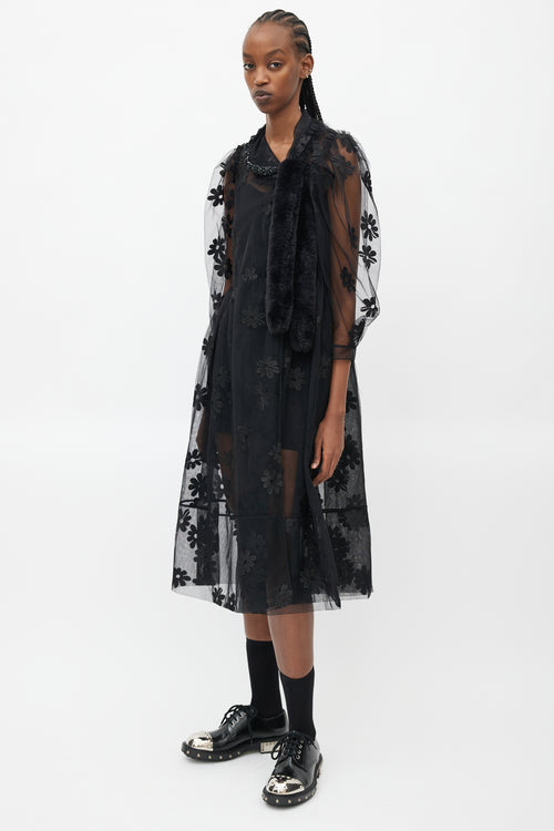 Simone Rocha Black Floral Sheer Jewel Dress