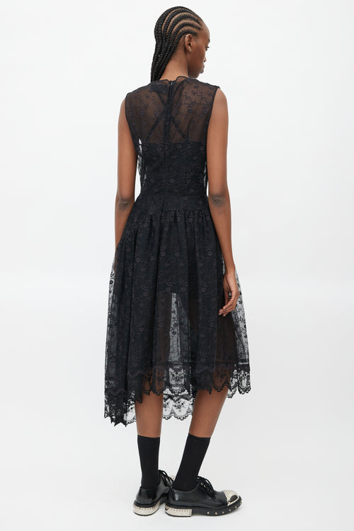 Simone Rocha Black Floral Lace Sheer Dress