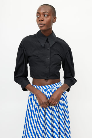 Simone Rocha Black Gathered Cropped Shirt