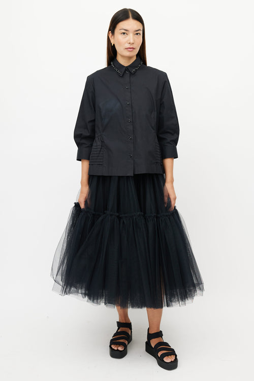 Simone Rocha Black Jewel Embellished Shirt