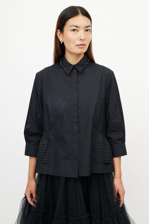 Simone Rocha Black Jewel Embellished Shirt