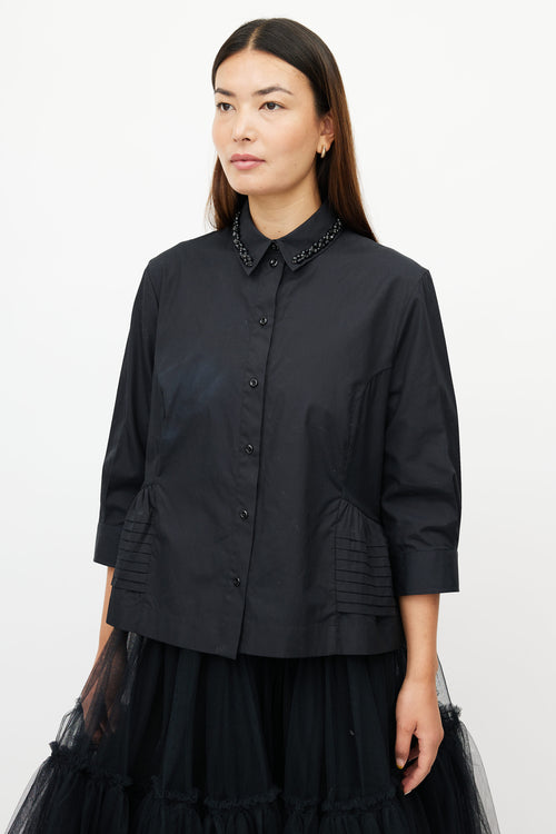 Simone Rocha Black Jewel Embellished Shirt