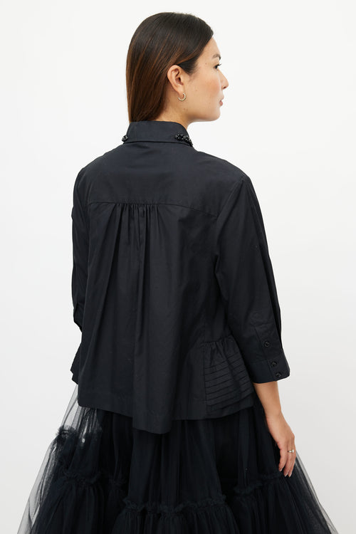 Simone Rocha Black Jewel Embellished Shirt