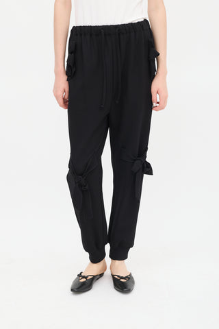 Simone Rocha Black Slim Bow Trouser