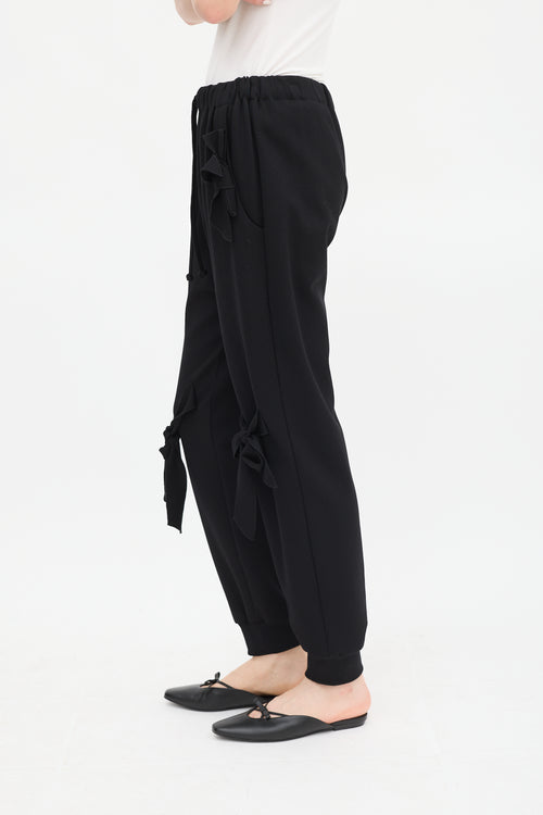 Simone Rocha Black Slim Bow Trouser