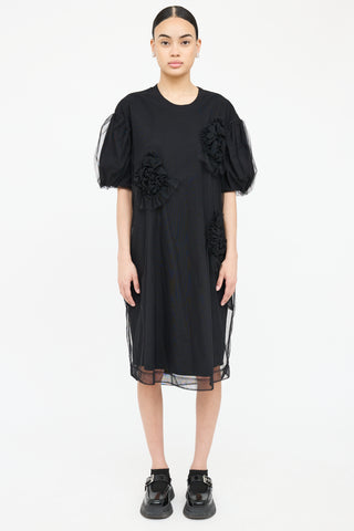 Simone Rocha Mesh Overlay Short Sleeve Dress