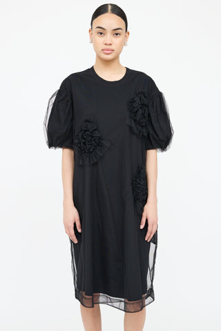 Simone Rocha Mesh Overlay Short Sleeve Dress