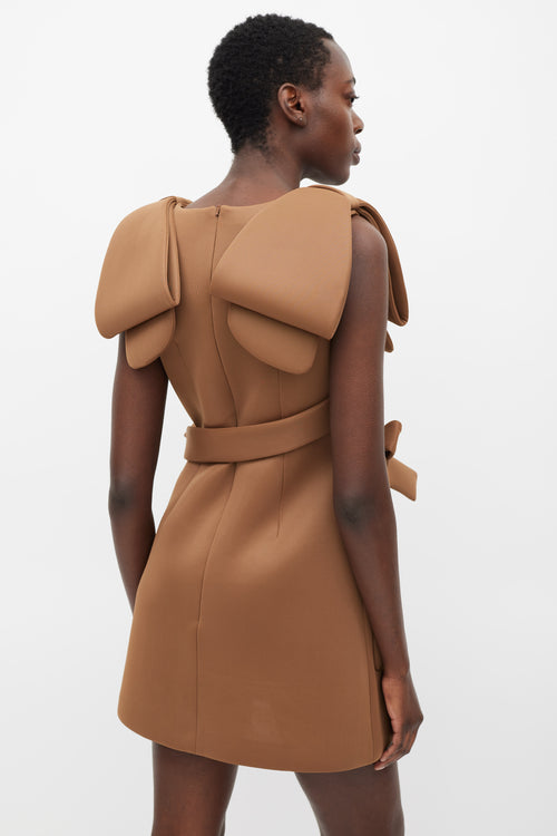 Simone Rocha Brown Neoprene Floral Embellished Bow Dress