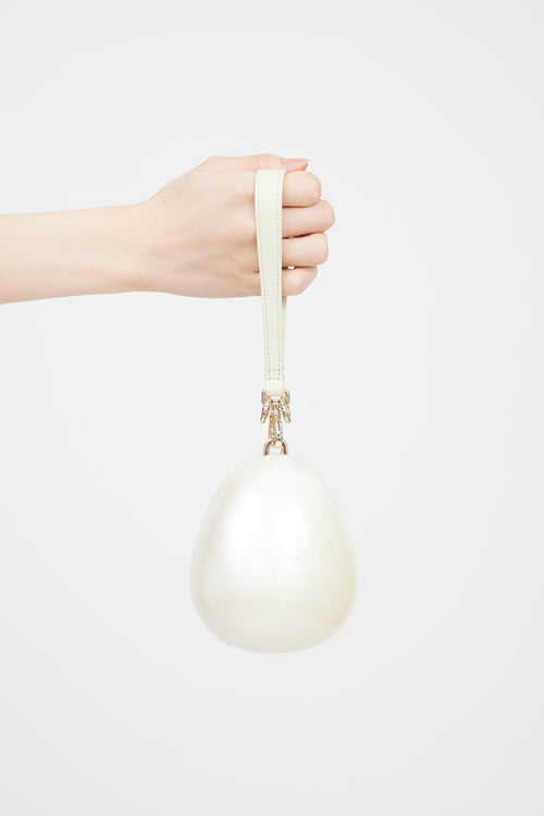 Simone Rocha Cream Micro Pearl Egg Bag