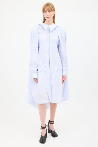 Simone Rocha Light Blue 
White Pinstripe Four Sleeve Shirt Dress