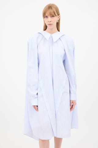 Simone Rocha Light Blue 
White Pinstripe Four Sleeve Shirt Dress