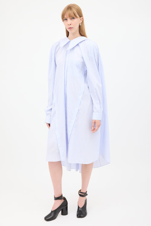 Simone Rocha Light Blue 
White Pinstripe Four Sleeve Shirt Dress