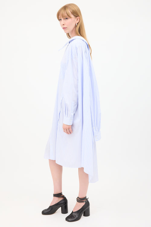 Simone Rocha Light Blue 
White Pinstripe Four Sleeve Shirt Dress