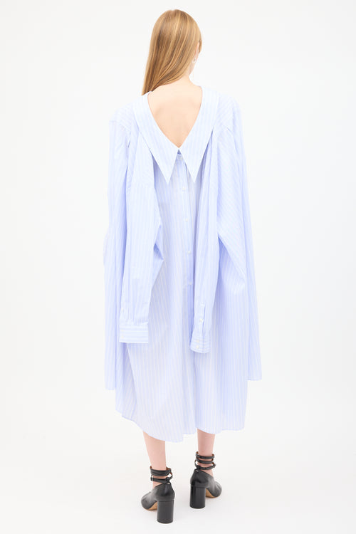 Simone Rocha Light Blue 
White Pinstripe Four Sleeve Shirt Dress