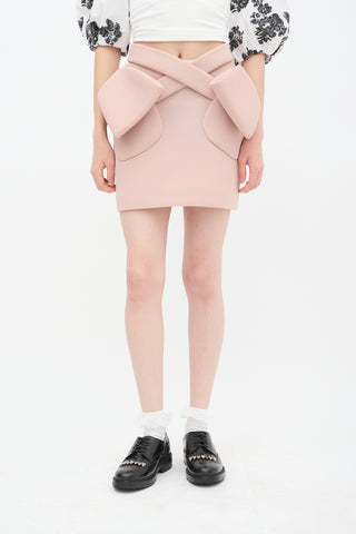 Simone Rocha Pink Neoprene Bow Mini Skirt