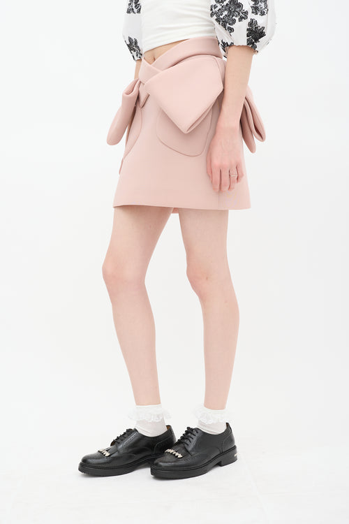 Simone Rocha Pink Neoprene Bow Mini Skirt