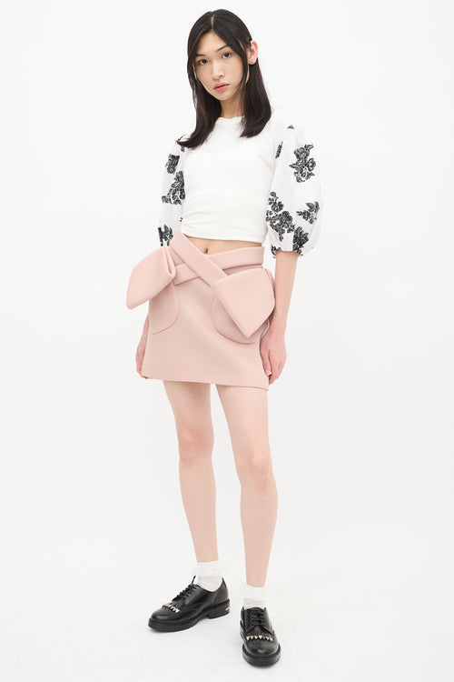 Simone Rocha Pink Neoprene Bow Mini Skirt