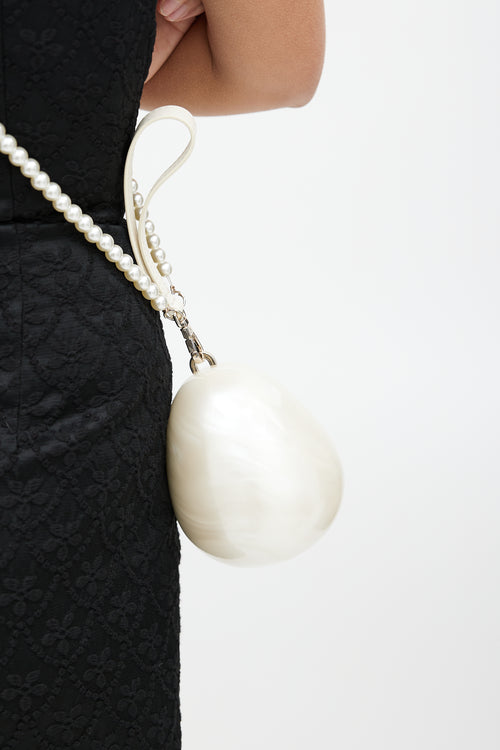 Simone Rocha White Micro Pearl Egg Bag