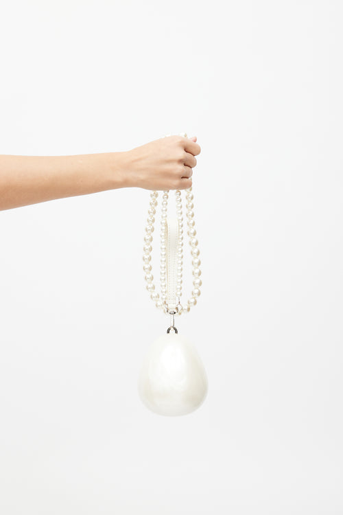 Simone Rocha White Micro Pearl Egg Bag