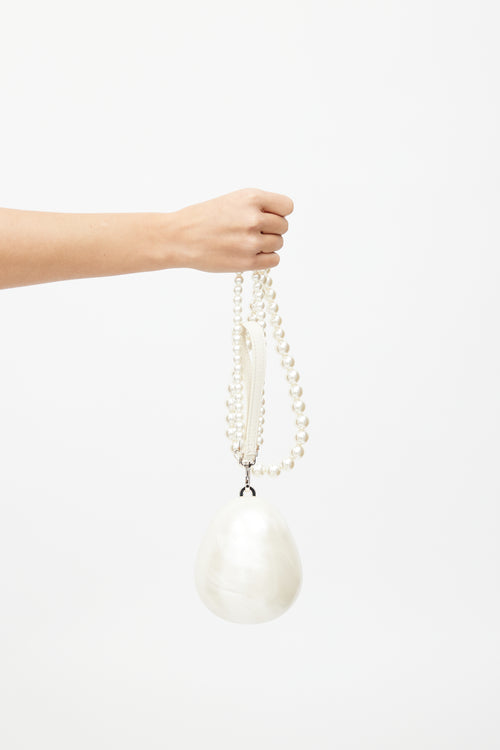 Simone Rocha White Micro Pearl Egg Bag