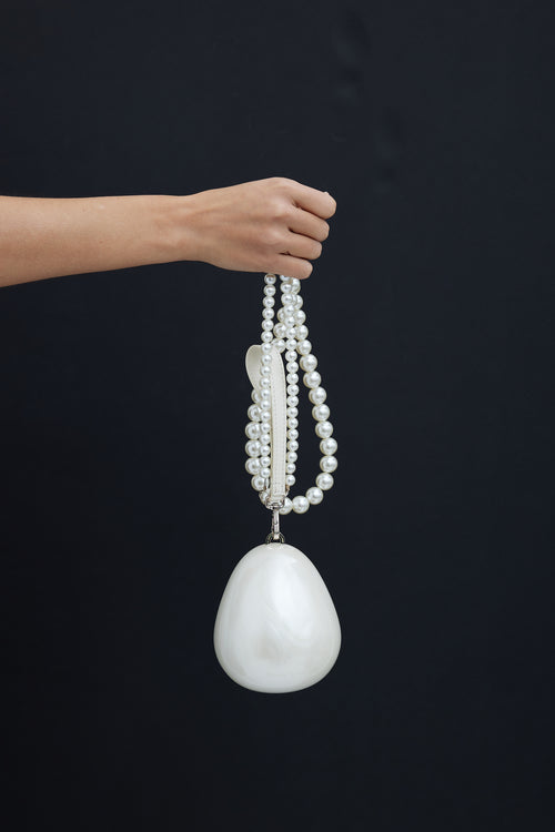 Simone Rocha White Micro Pearl Egg Bag