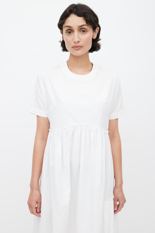 Simone Rocha White Pleated Tiered Lace Dress