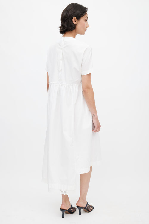 Simone Rocha White Pleated Tiered Lace Dress