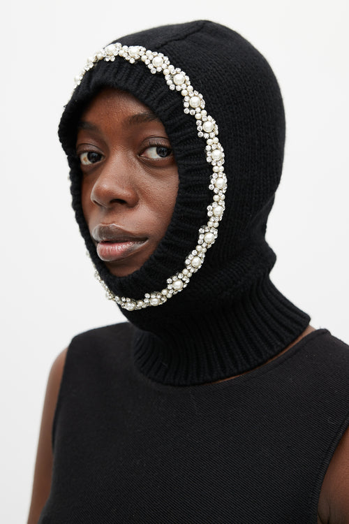 Simone Rocha X Moncler Black 
Silver Wool Jewel Balaclava