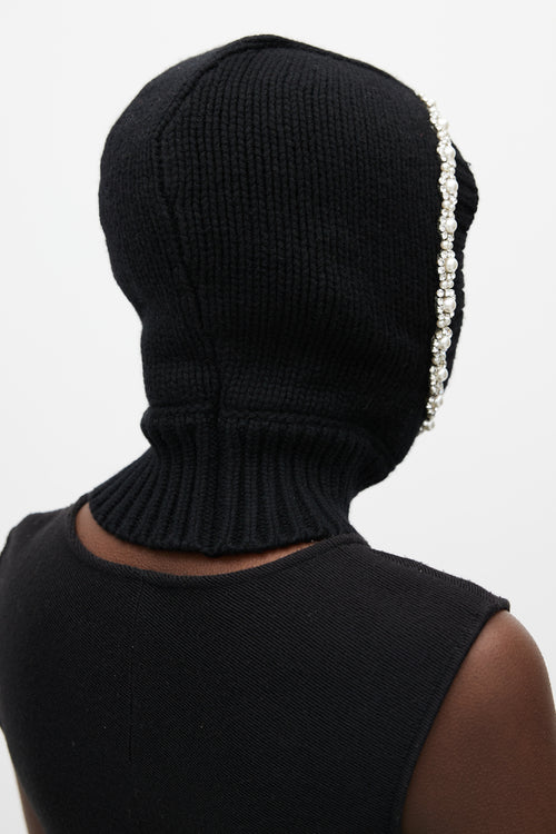 Simone Rocha X Moncler Black 
Silver Wool Jewel Balaclava