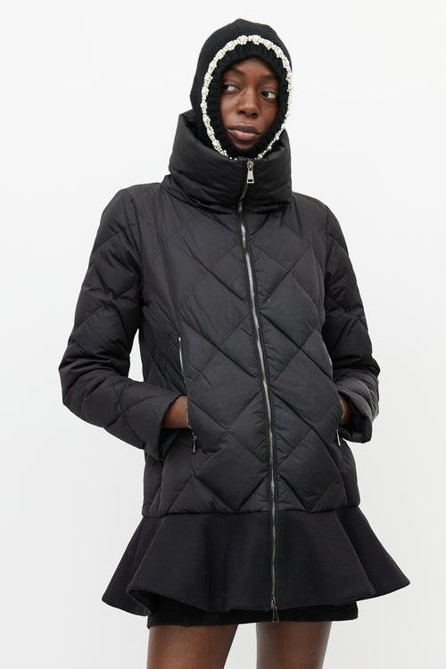 Simone Rocha X Moncler Black 
Silver Wool Jewel Balaclava