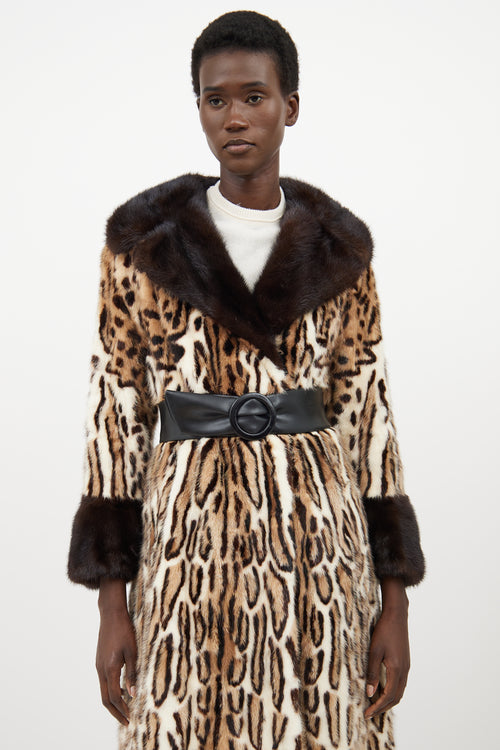 VSP Archive Beige Fur Patterned Belted Coat